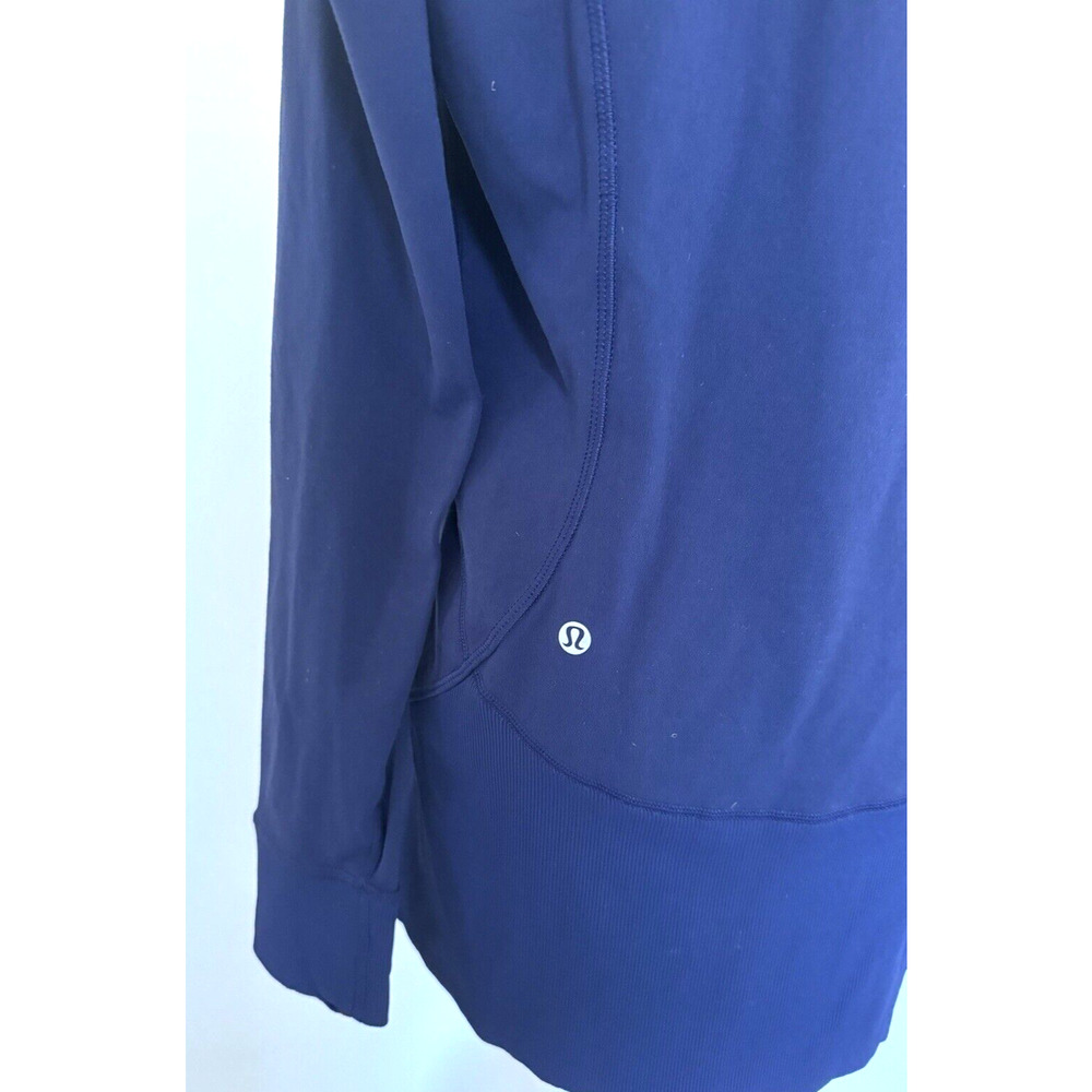 Lululemon Athletica Blue Zip-Front Jacket 10 Hood Long-Sleeve Thumbholes Stretch - Picture 7 of 9